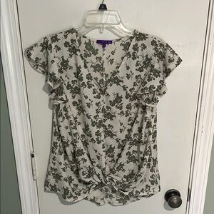 West Kei Cream Ruffled Sleeve Blouse